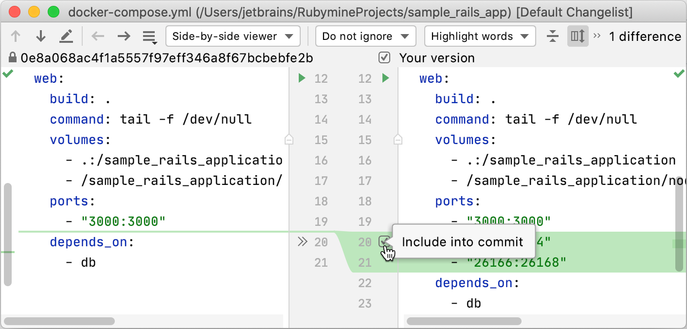 Partial commit dialog