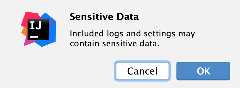 the Sensitive Data dialog