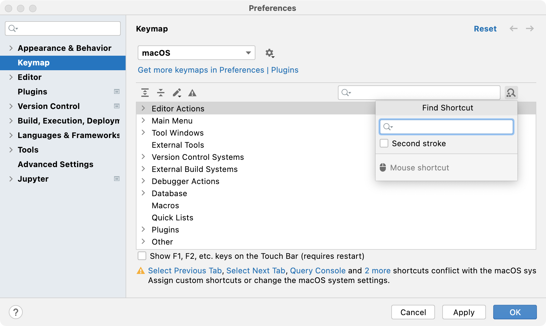 IDE does not recognize the shortcut