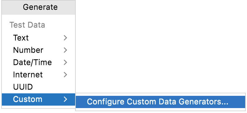 Test data configure custom data generator
