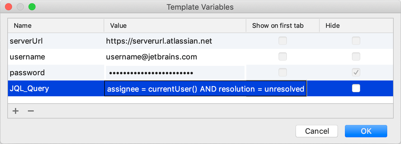 Specifying template variables