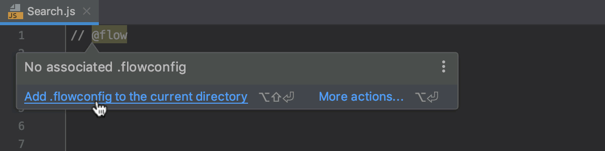 Tooltip: Add .flowconfig to the current folder