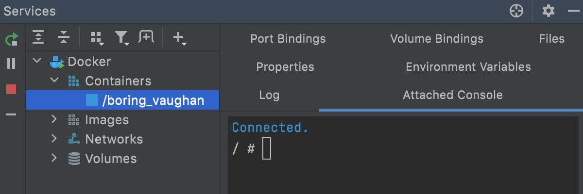 Attaching console to a running container
