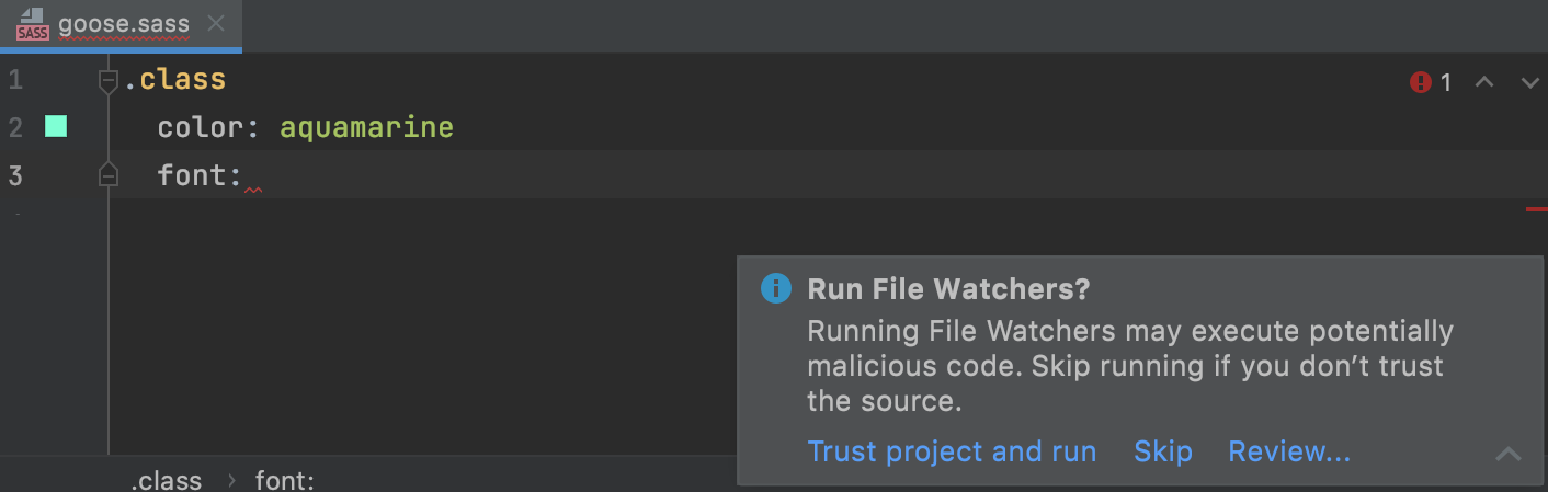 Untrusted project warning