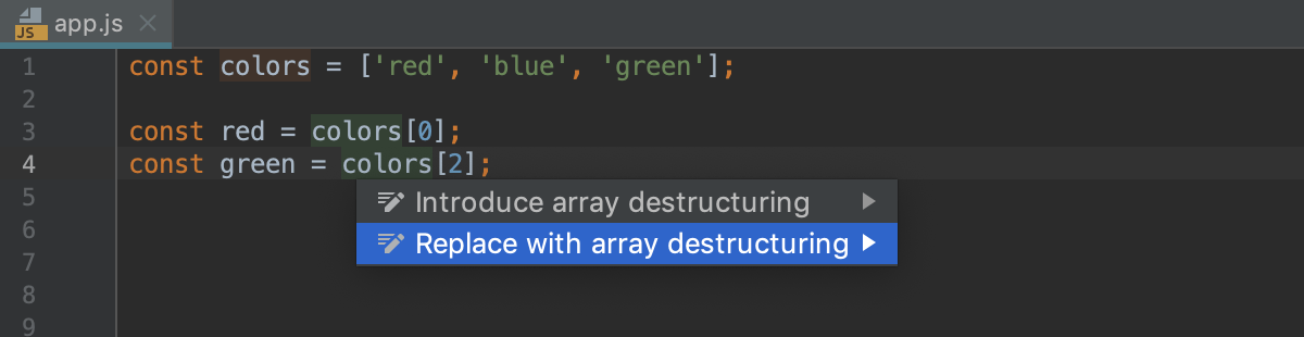 Destructuring with intention action: items skipped