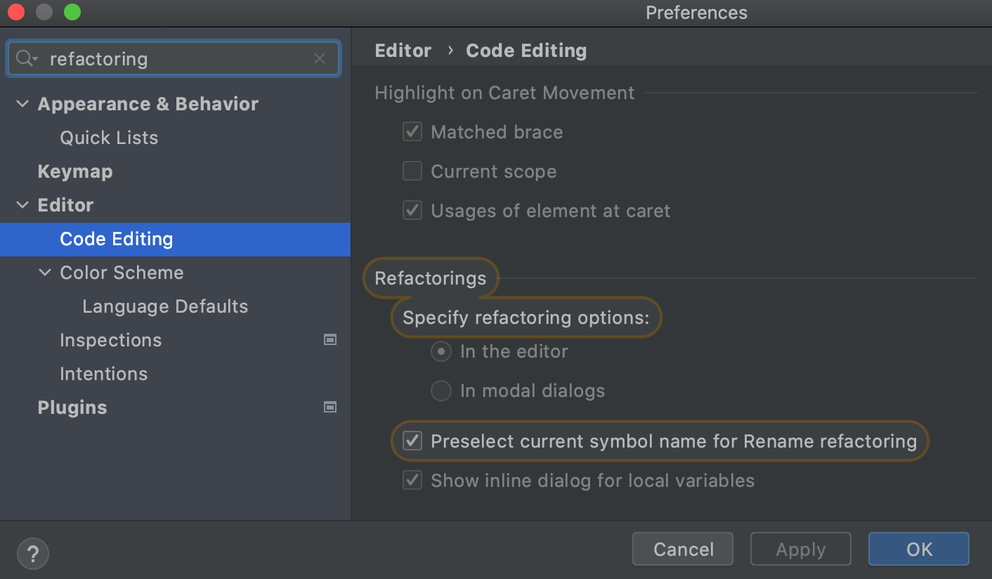Refactoring settings: open settings in modal dialogs