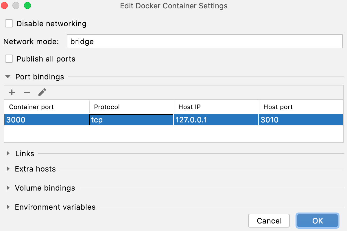Docker: Port binding added
