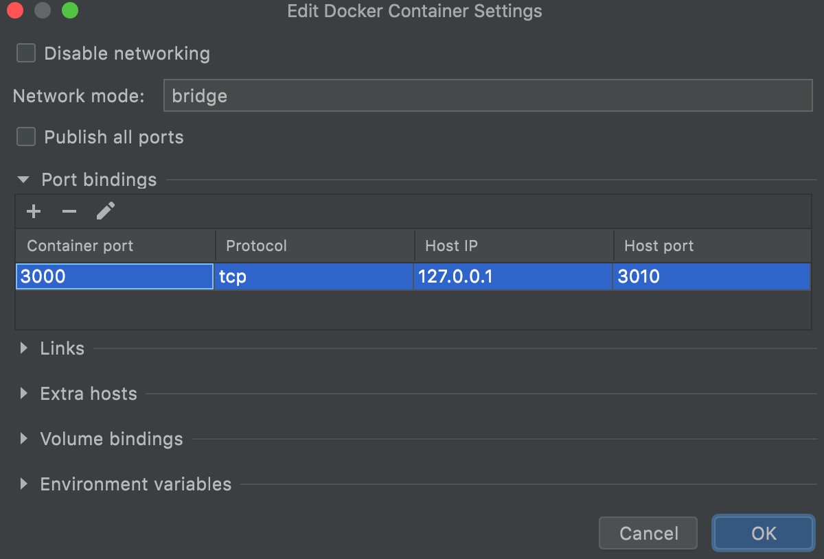Docker: Port binding added
