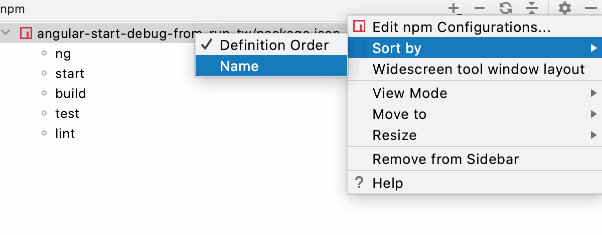 Sort scripts by name