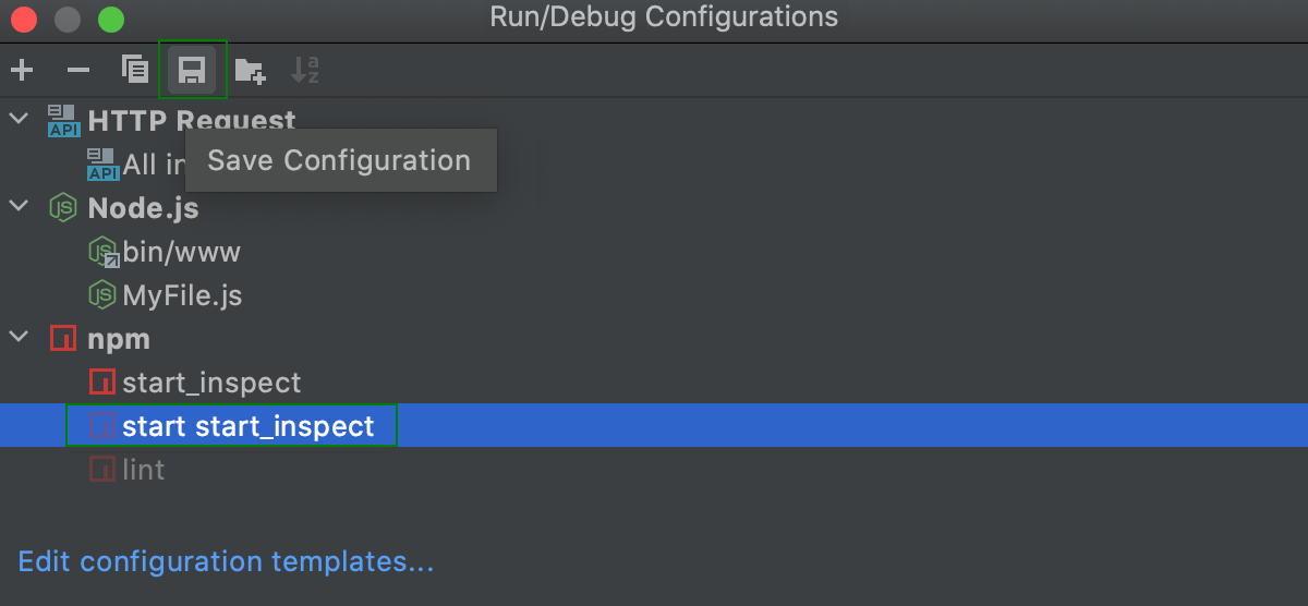 Save temporary run configuration in the Edit Configurations dialog