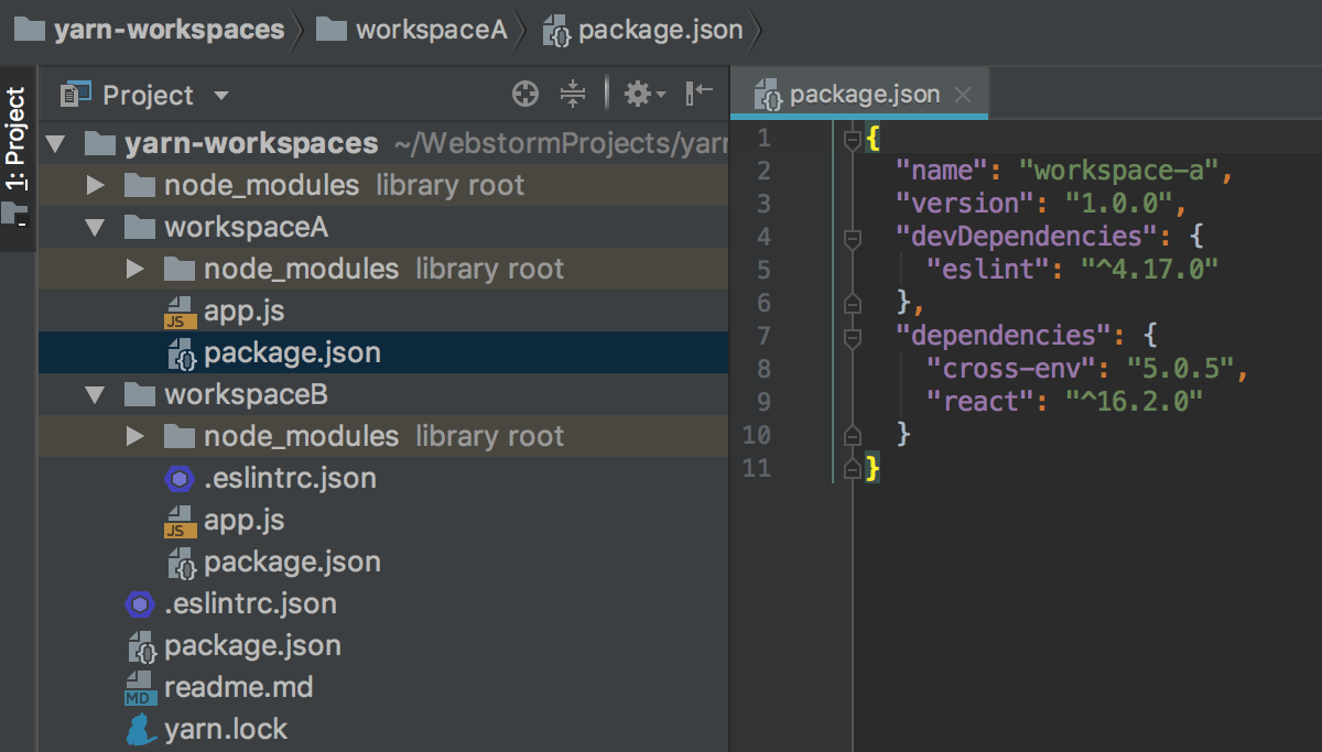 WebStorm 索引不同 package.json 文件中列出但存储在根 node_modules 文件夹中的所有依赖项