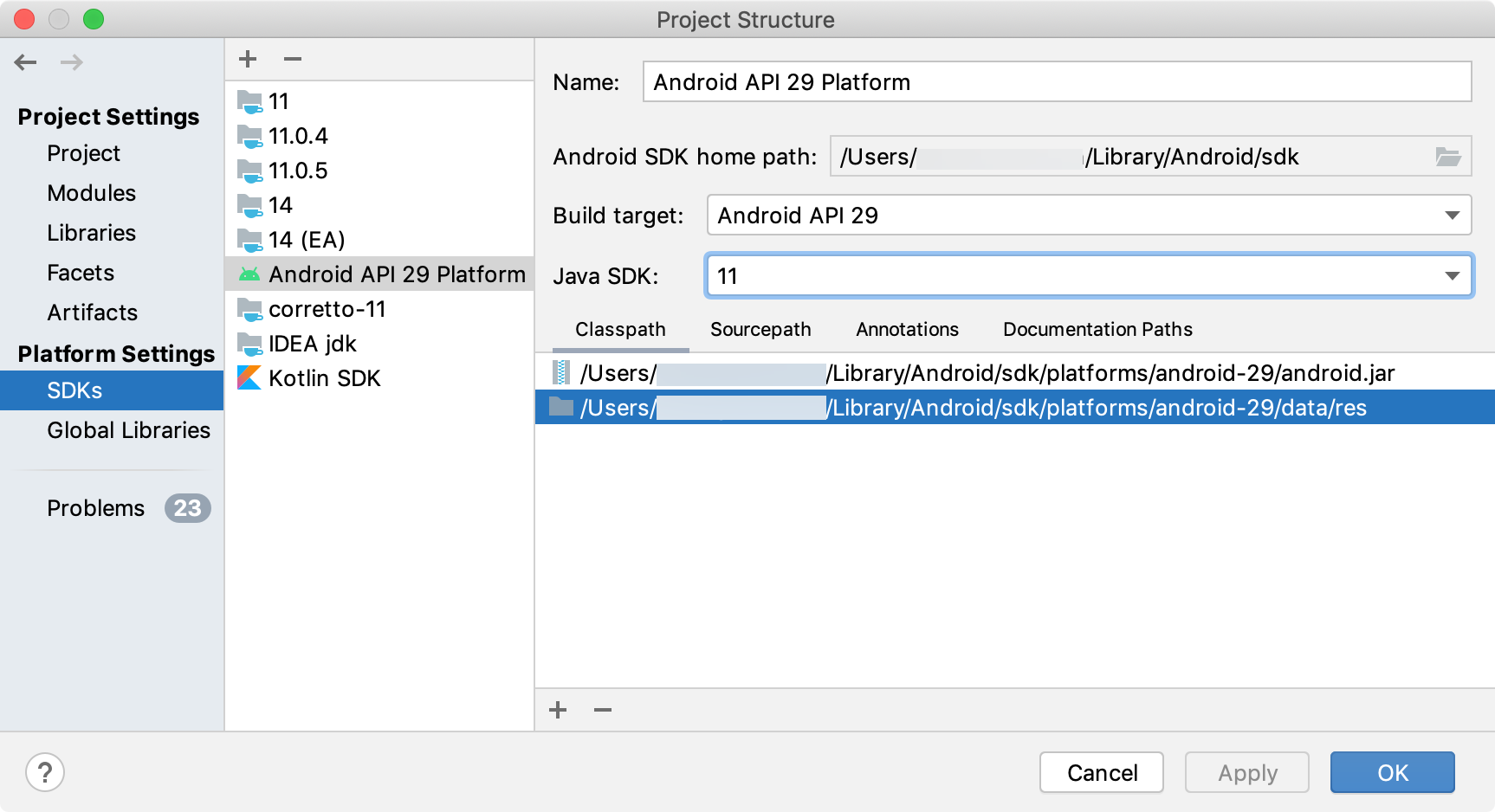 Project Structure dialog