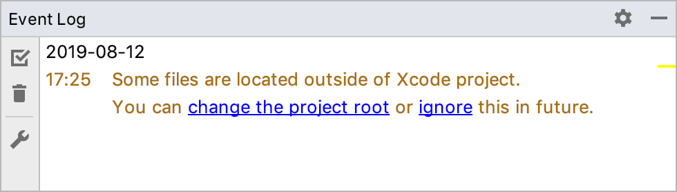 Change project root notification