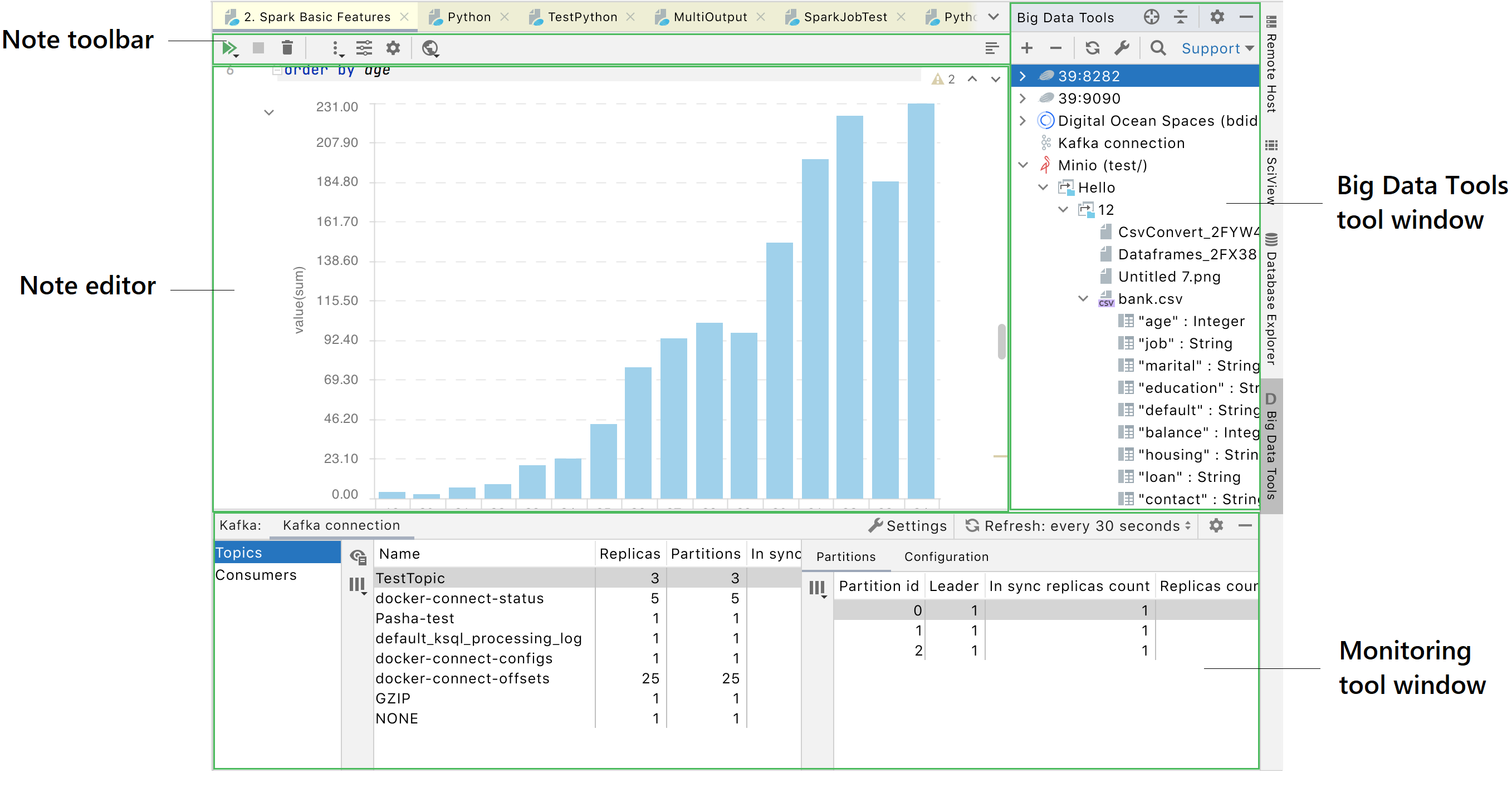 Big data tools UI overview