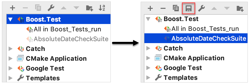 saving temporary test configuration