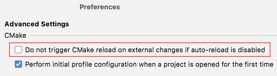 Disabling CMake reload