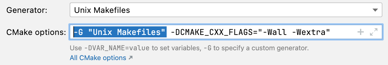 CMake generator in CMake options