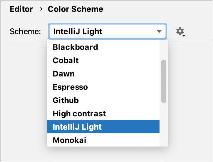 Select the color scheme