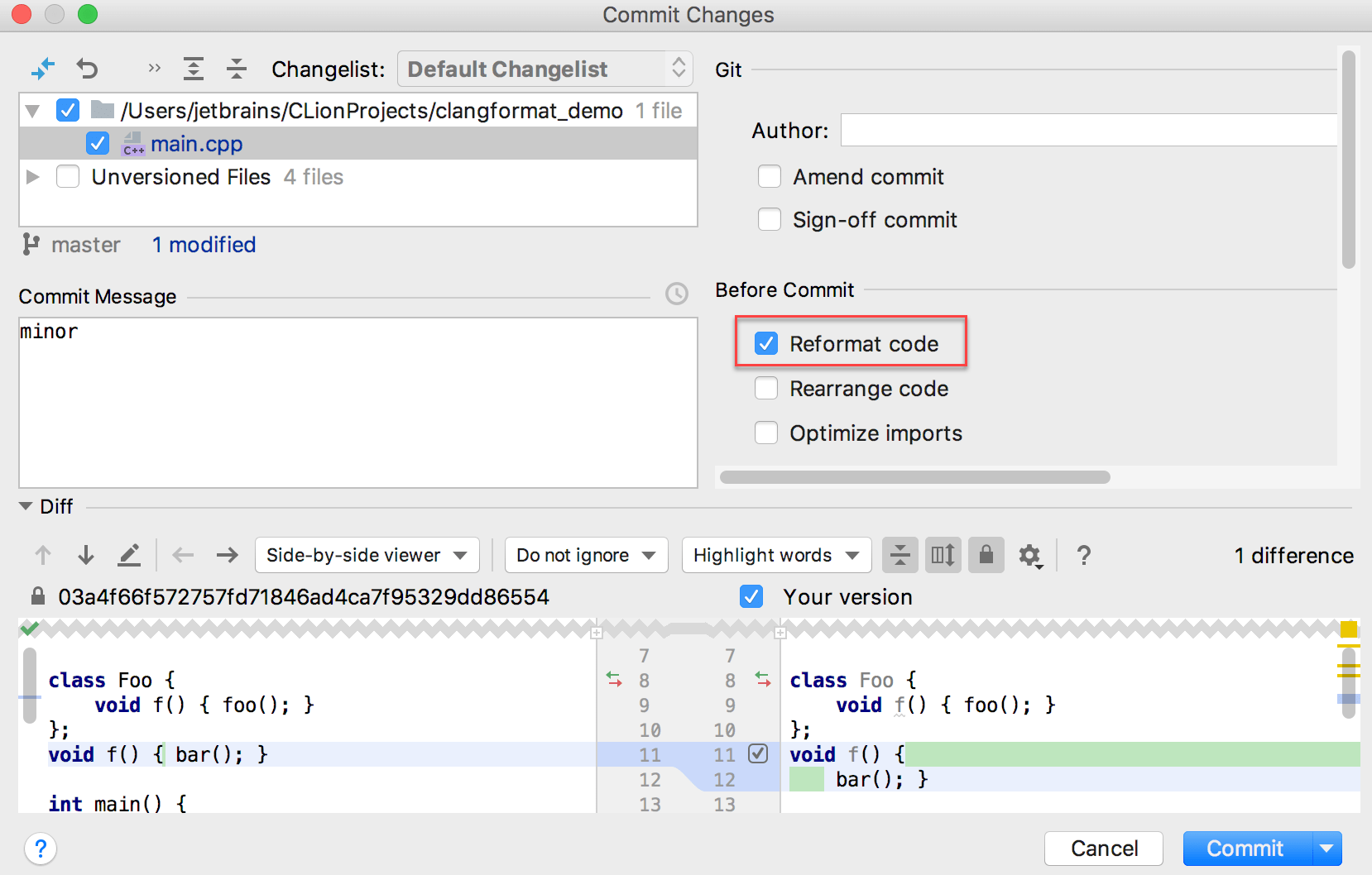 reformat code before commit