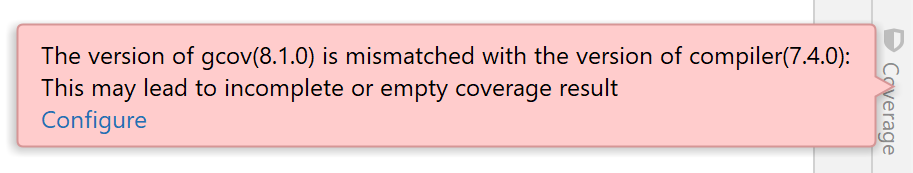 Compiler and coverage tool mismatch notification