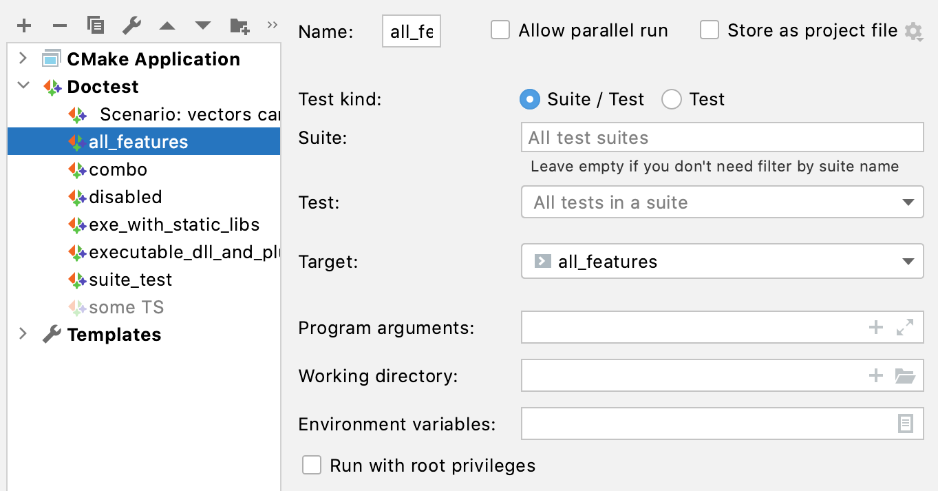 Automatically created Doctest configurations