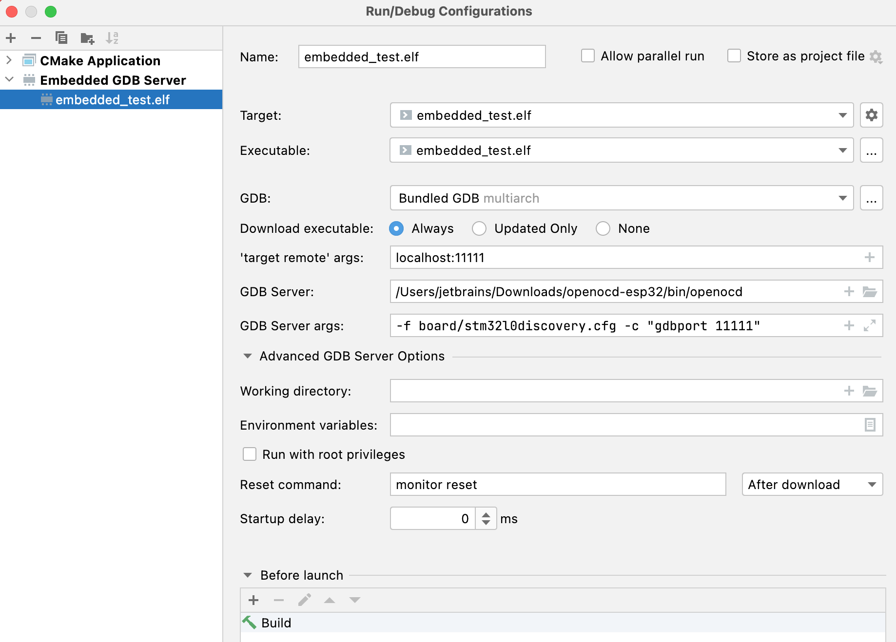 Embedded GDB Server configuration