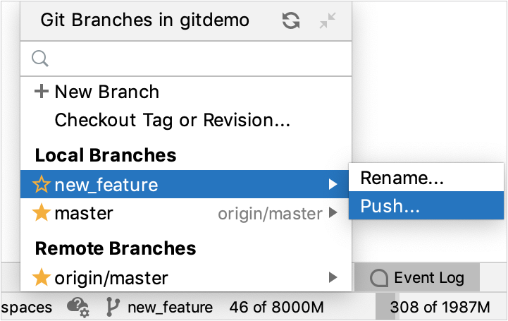 Pushing a Git branch