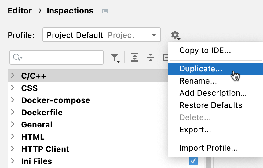 Creating a new inspection profile