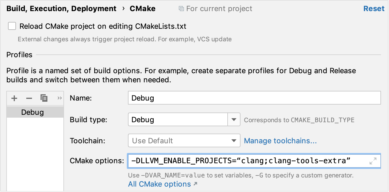 Compiler flags for LLVM subprojects