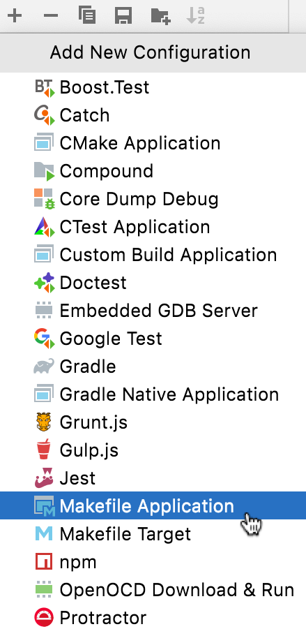 Adding a Makefile Application configuration