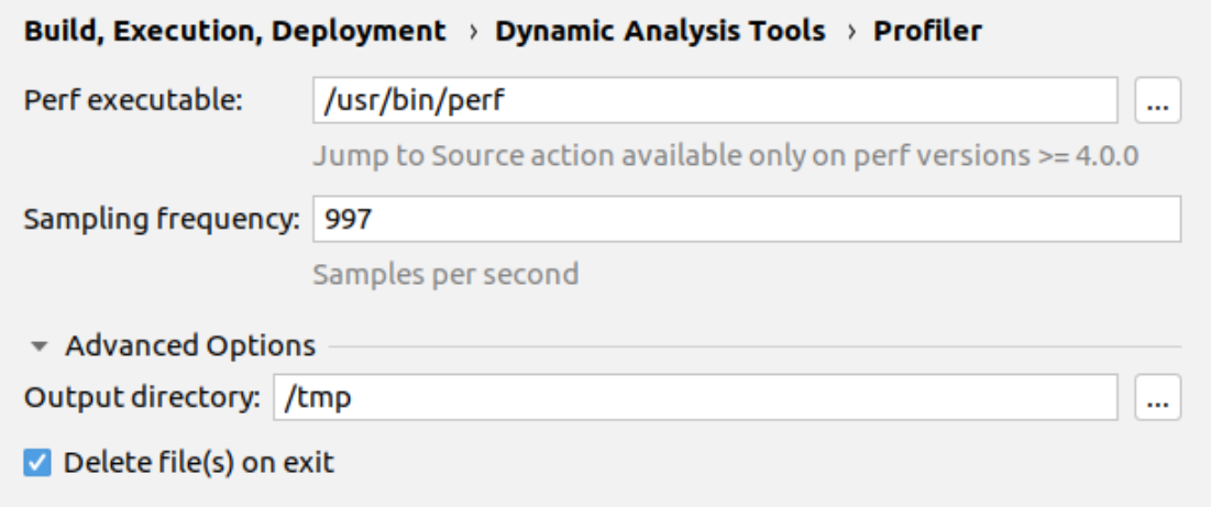 Perf output settings