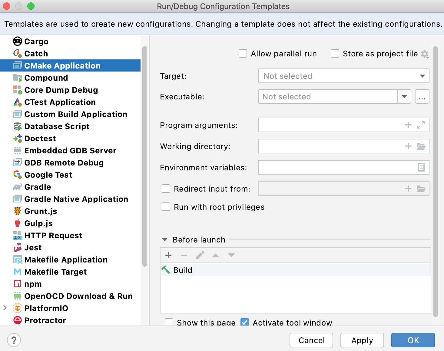 Editing a configuration template