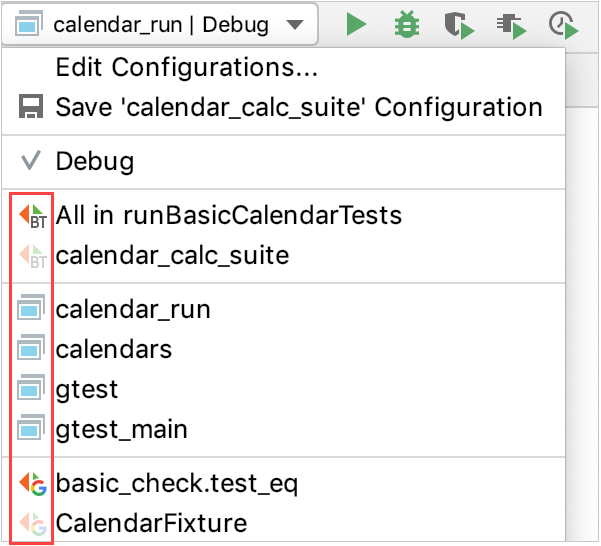 Permanent and temporary configurations have different icons