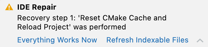Reset CMake caches and reload project