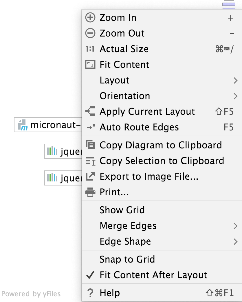 the context menu