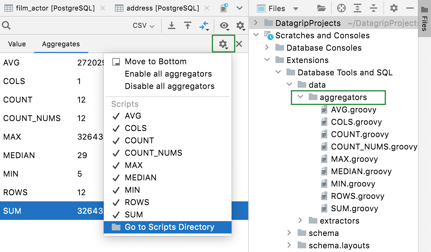 Aggregate scripts and extractors