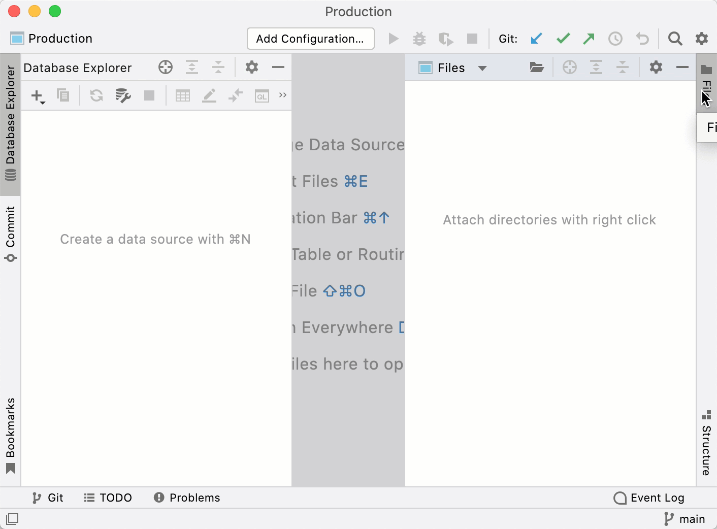 Opening the database explorer