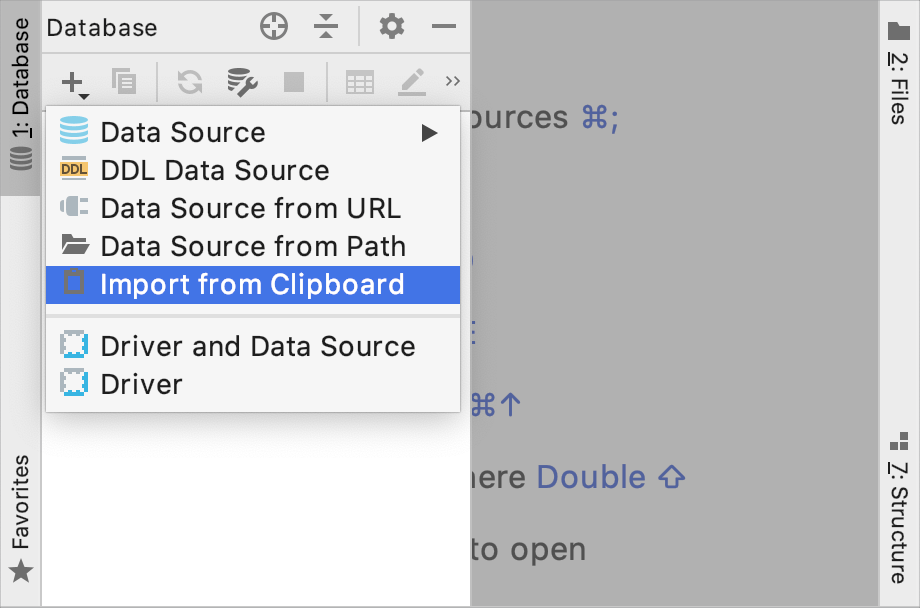 Paste data sources from the clipboard