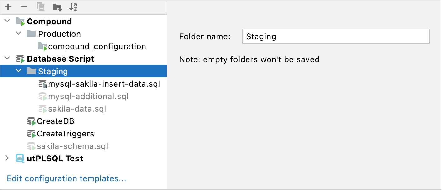 folders for run configurations