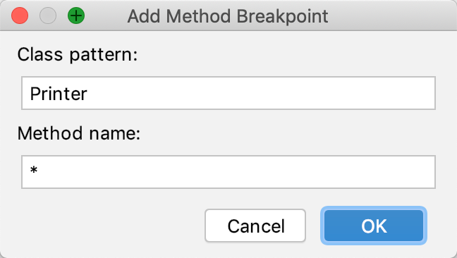 Add method breakpoint dialog