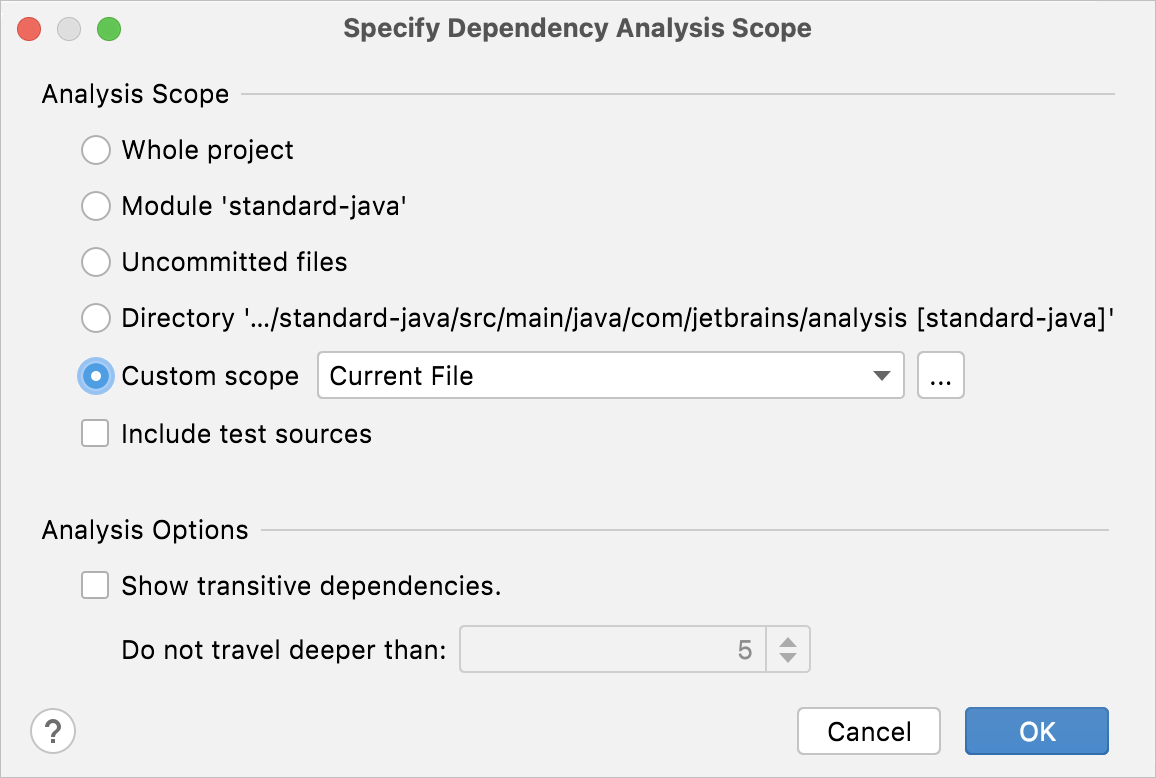 Selecting the scope of the analysis