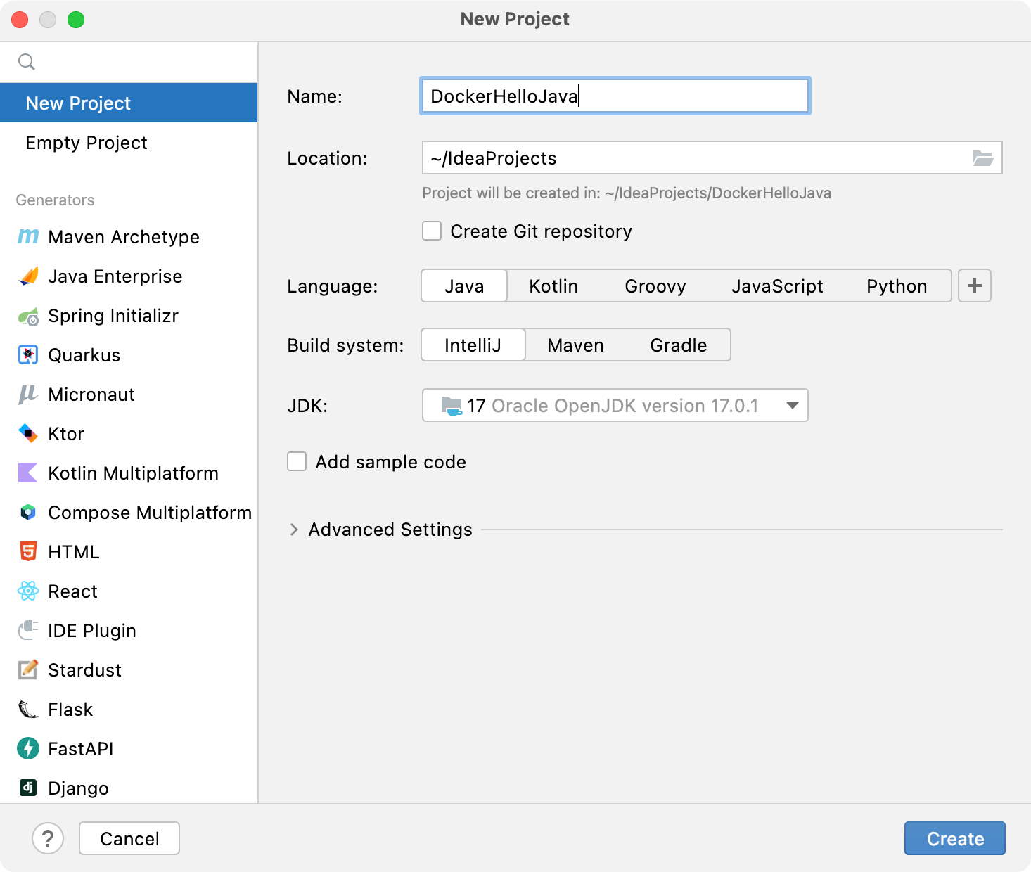 New Java project