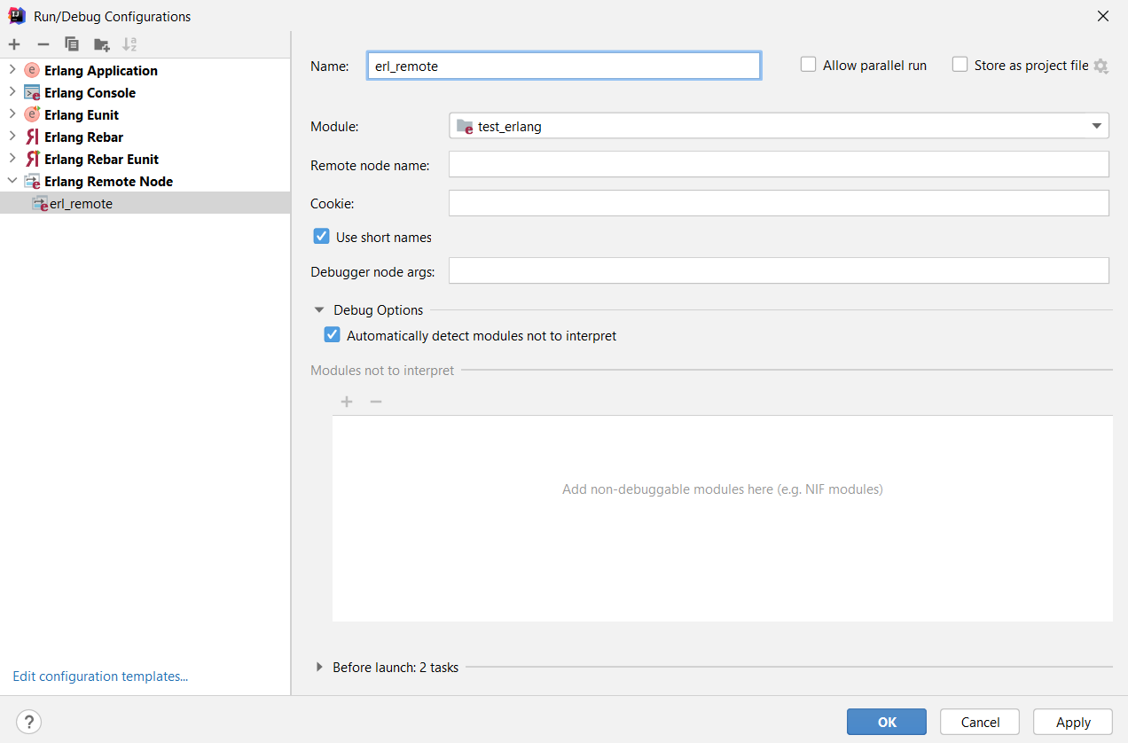 Settings for Erlang External Tools