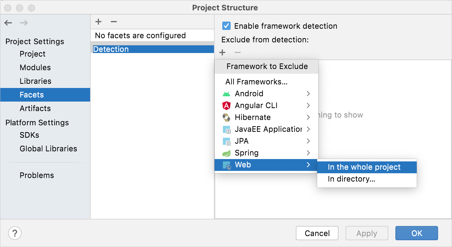 Excluding a framework from auto-detection