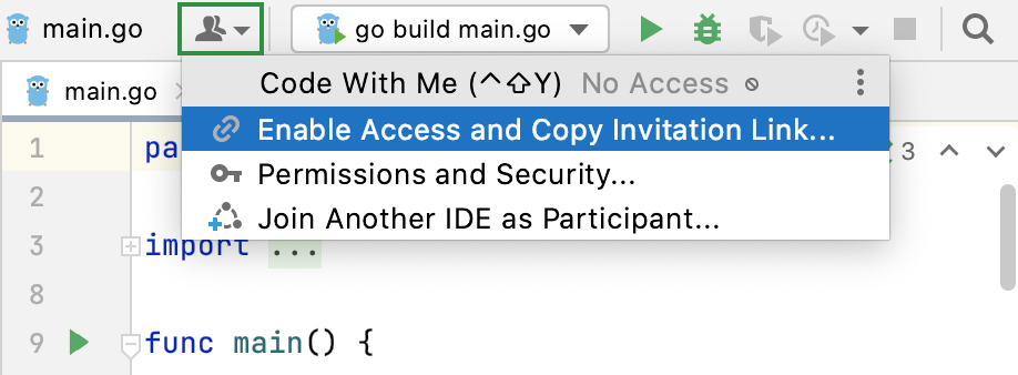 Enable Code With Me Access