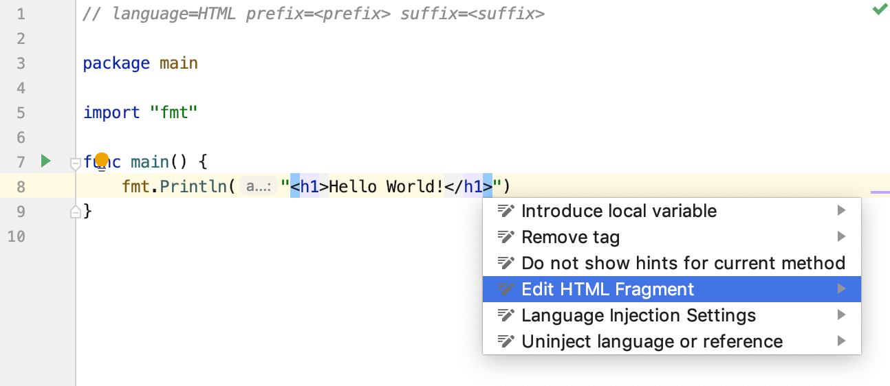 Use language injection comments Use language injection comments