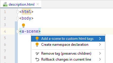 IntelliJ IDEA: A quick-fix for unknown HTML tag