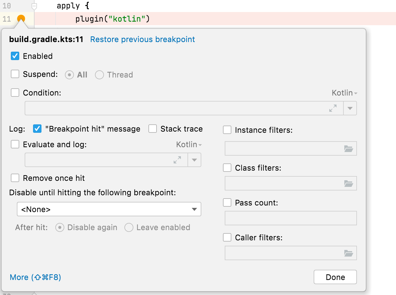 Using method breakpoints