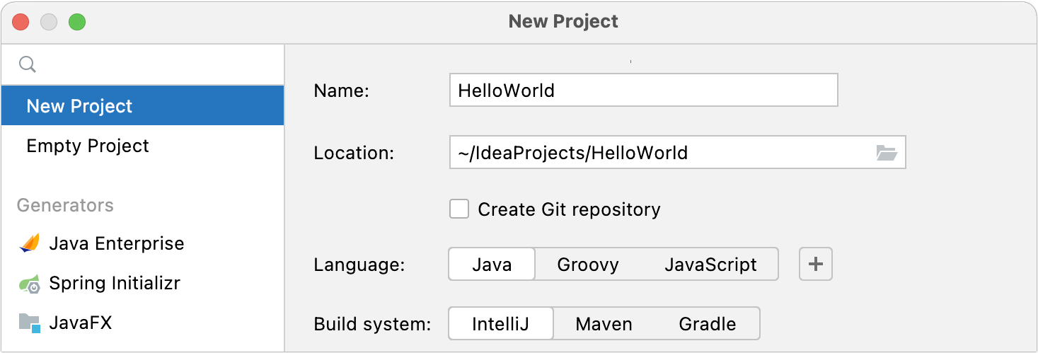 Creating a new Java project