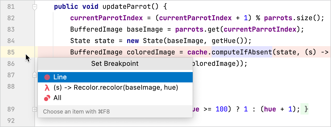 Memory leak set breakpoint